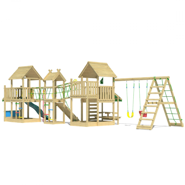 Jungle Gazebo XXL | Wooden climbing frame with double swing - Image 2