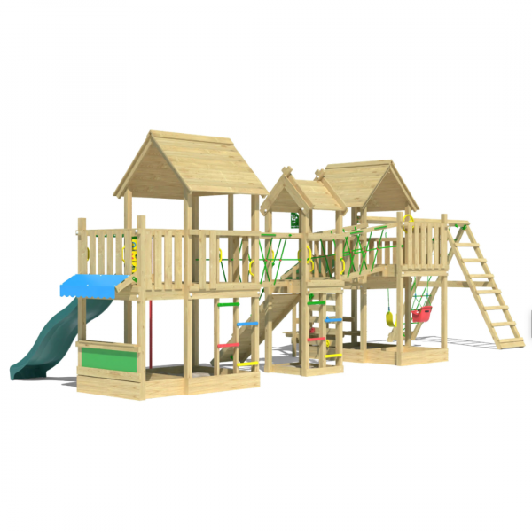 Jungle Gazebo XXL | Wooden climbing frame with double swing - Image 3